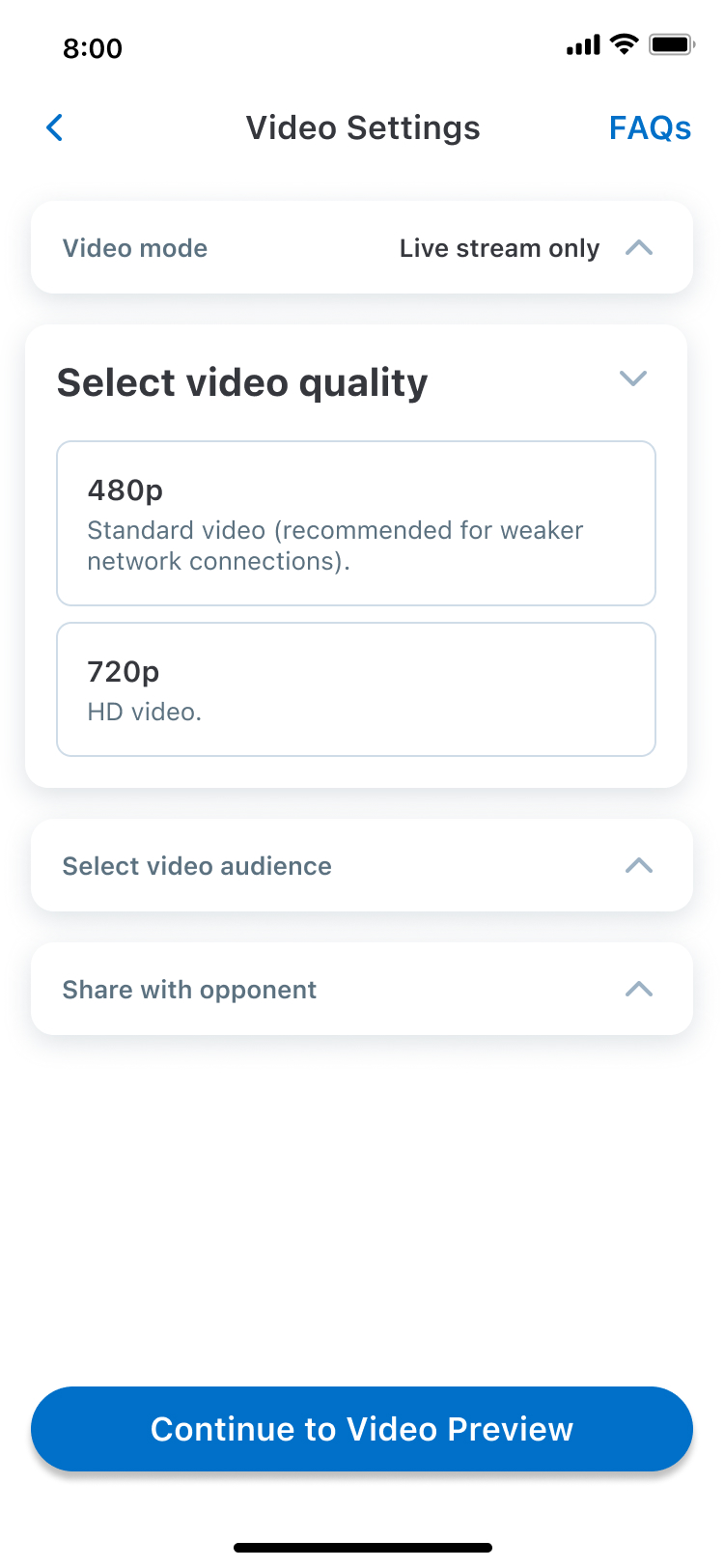 Select video quality